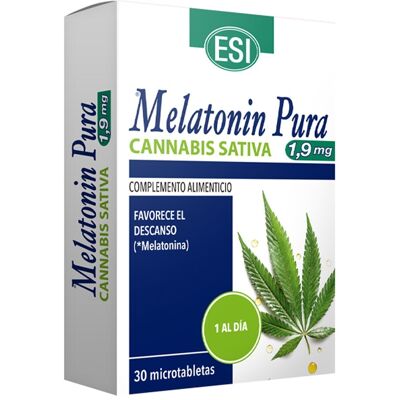 ESI 30 Tabletas Complemento Alimenticio Melatonin Pura 1,9 mg + Cannabis . ESI 30 Tabletas Complemento Alimenticio Melatonin Pura 1,9 mg + Cannabis .