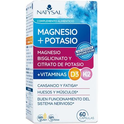 Natysal 60 Cápsulas Complemento Alimenticio Magnesio + Potasio . Natysal 60 Cápsulas Complemento Alimenticio Magnesio + Potasio .