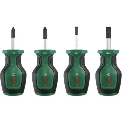 Bosch Set 4 Destornilladores Cortos. Verde / Negro Bosch Set 4 Destornilladores Cortos. Verde / Negro