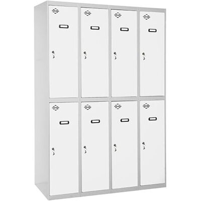 SIMONRACK Taquilla metálica Profesional Tándem 8 Puertas Montada. (180 x 120 x 50 cm) Gris / Blanco SIMONRACK Taquilla metálica Profesional Tándem 8 Puertas Montada. (180 x 120 x 50 cm) Gris / Blanco