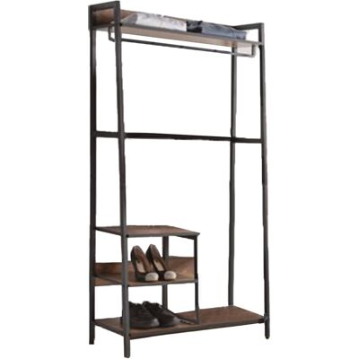 Kit Closet Parabán Vestidor con Balda L + 2 Baldas M. Negro / Madera Kit Closet Parabán Vestidor con Balda L + 2 Baldas M. Negro / Madera