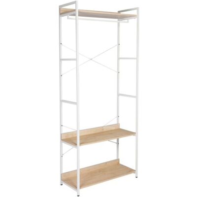 Kit Closet Parabán Vestidor con 2 Baldas. Blanco / Madera Kit Closet Parabán Vestidor con 2 Baldas. Blanco / Madera