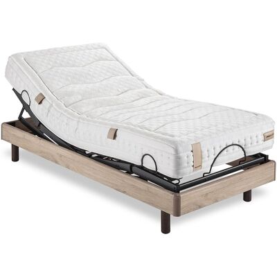 Dunlopillo Conjunto de colchón de visco y base articulada con mando inalámbrico Aran . (Cama 90 x 200 cm) Roble Dunlopillo Conjunto de colchón de visco y base articulada con mando inalámbrico Aran . (Cama 90 x 200 cm) Roble