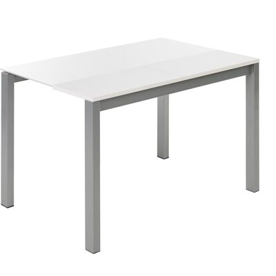 El Corte Inglés Mesa extensible de cristal Ginger. (100 cm) Blanco / Aluminio El Corte Inglés Mesa extensible de cristal Ginger. (100 cm) Blanco / Aluminio