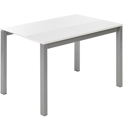 El Corte Inglés Mesa extensible de cristal Ginger. (110 cm) Blanco / Aluminio El Corte Inglés Mesa extensible de cristal Ginger. (110 cm) Blanco / Aluminio