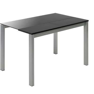 El Corte Inglés Mesa extensible de cristal Ginger. (110 cm) Negro / Aluminio El Corte Inglés Mesa extensible de cristal Ginger. (110 cm) Negro / Aluminio