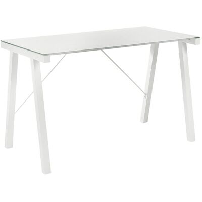 El Corte Inglés Mesa de escritorio de metal y cristal Tiphoon . Blanco El Corte Inglés Mesa de escritorio de metal y cristal Tiphoon . Blanco