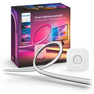 Philips Kit de inicio Tira de luces LED Hue Play Gradient para PC - 24-27" + Hue Bridge. Blanco Philips Kit de inicio Tira de luces LED Hue Play Gradient para PC - 24-27" + Hue Bridge. Blanco