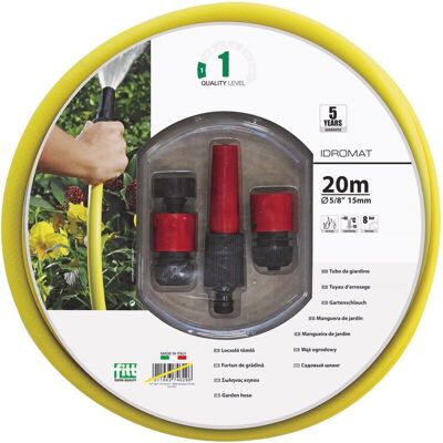 FITT Manguera de jardín equipada Ø 15 mm x 20 m + accesorios. (Ø 15 mm x 20 metros) Amarillo FITT Manguera de jardín equipada Ø 15 mm x 20 m + accesorios. (Ø 15 mm x 20 metros) Amarillo