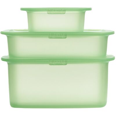 Lékué Set 3 recipientes de silicona reutilizables Reuse&Reduce . Verde Lékué Set 3 recipientes de silicona reutilizables Reuse&Reduce . Verde