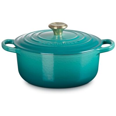 Le Creuset Cocotte redonda de hierro fundido . (22 cm) Azul Pacífico Le Creuset Cocotte redonda de hierro fundido . (22 cm) Azul Pacífico