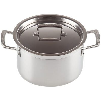 Le Creuset Cacerola de acero inoxidable con tapa Classic . (Cacerola de 24 cm) Gris Le Creuset Cacerola de acero inoxidable con tapa Classic . (Cacerola de 24 cm) Gris