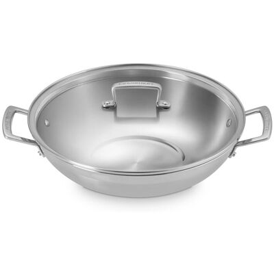 Le Creuset Wok de acero inoxidable con tapa de cristal Classic . Gris Le Creuset Wok de acero inoxidable con tapa de cristal Classic . Gris