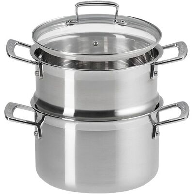 Le Creuset Marca Modelo 20cm - Juego de Olla con Vaporera - Acero Inoxidable Profundo Le Creuset Marca Modelo 20cm - Juego de Olla con Vaporera - Acero Inoxidable Profundo