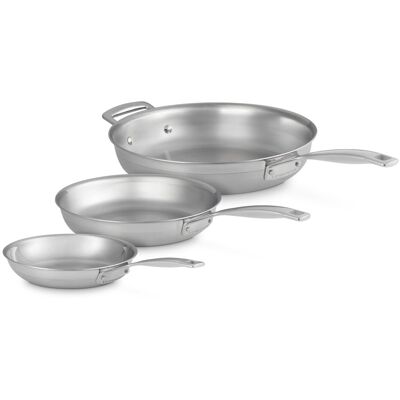 Le Creuset Set de 3 Sartenes bajas 3-ply acero inoxidable . Gris Le Creuset Set de 3 Sartenes bajas 3-ply acero inoxidable . Gris