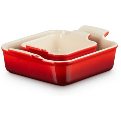 Le Creuset Set de 2 bandejas cuadradas de horno . Cereza Le Creuset Set de 2 bandejas cuadradas de horno . Cereza