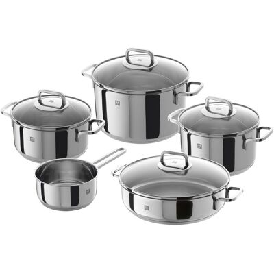 Zwilling Batería de cocina de 5 piezas de acero inoxidable 18-10 Quadro . Plata Zwilling Batería de cocina de 5 piezas de acero inoxidable 18-10 Quadro . Plata