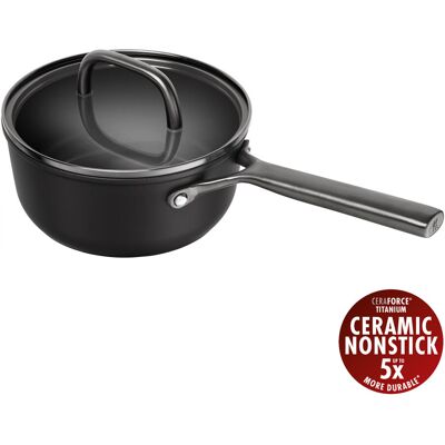 Zwilling Cazo de aluminio con tapa de cristal Milano . (Cazo de 18 cm) Negro Zwilling Cazo de aluminio con tapa de cristal Milano . (Cazo de 18 cm) Negro