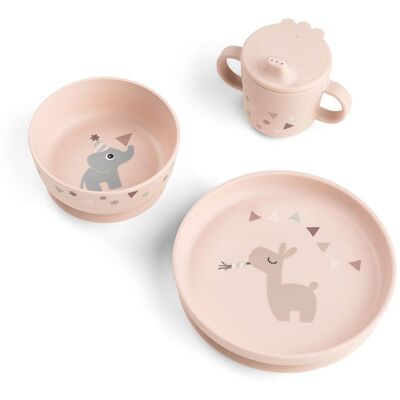 Done by Deer Set de vajilla con plato, bowl ventosa y taza de aprendizaje Celebration. (29.5 X 18 X 10 Cm) Rosa claro niño Done by Deer Set de vajilla con plato, bowl ventosa y taza de aprendizaje Celebration. (29.5 X 18 X 10 Cm) Rosa claro niño