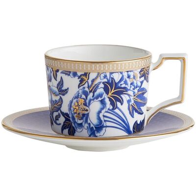 Taza y Platito de Café Hibiscus de Wedgwood - Floral y Oro Taza y Platito de Café Hibiscus de Wedgwood - Floral y Oro