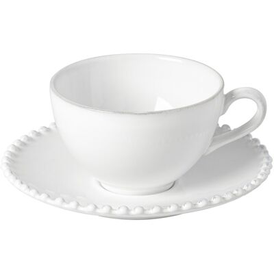 Costa Nova Taza y Platillo de Té Pearl - 250ml - Blanco - Cerámica Costa Nova Taza y Platillo de Té Pearl - 250ml - Blanco - Cerámica