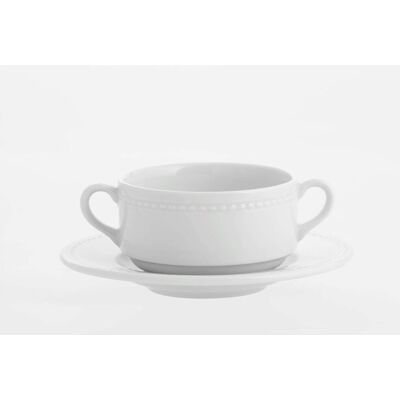 Vista Alegre Taza de consomé con plato Perla . Blanco Vista Alegre Taza de consomé con plato Perla . Blanco