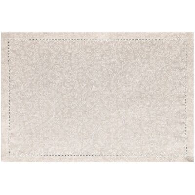 Le Jacquard FranÇais Mantel individual lino Portofino Fiori . (50 x 36 cm) Bianco Le Jacquard FranÇais Mantel individual lino Portofino Fiori . (50 x 36 cm) Bianco