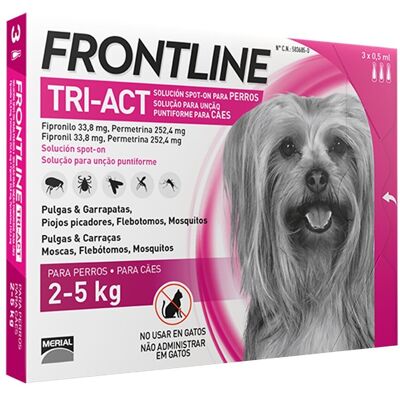 Frontline Tri-Act 2-5Kg Tratamiento para Perros Pulgas y Garrapatas - Repelente contra Pulgas, Garrapatas, Mosquitos y Moscas Frontline Tri-Act 2-5Kg Tratamiento para Perros Pulgas y Garrapatas - Repelente contra Pulgas, Garrapatas, Mosquitos y Moscas