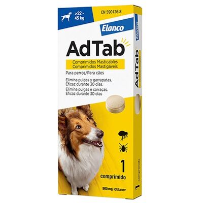 Novavet AdTab Perro 900mg - Pulgas y Garrapatas - 22-45kg - Medicamento para perros Novavet AdTab Perro 900mg - Pulgas y Garrapatas - 22-45kg - Medicamento para perros