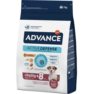 Advance Pienso para perros sénior Vitality Mini +8 años pollo. (3 Kg) Advance Pienso para perros sénior Vitality Mini +8 años pollo. (3 Kg)