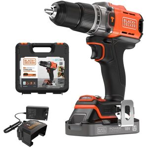 Black & Decker Taladro Percutor 18V con 1 Batería 2Ah y Maletín. Naranja / Negro Black & Decker Taladro Percutor 18V con 1 Batería 2Ah y Maletín. Naranja / Negro