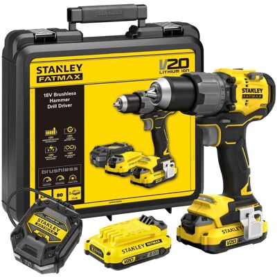 Stanley Taladro Percutor Brushless 18V 2x2 Ah. Amarillo / Negro Stanley Taladro Percutor Brushless 18V 2x2 Ah. Amarillo / Negro