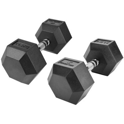 Fitness Tech Set de 2 mancuernas hexagonales . (22.5 Kg) Negro Fitness Tech Set de 2 mancuernas hexagonales . (22.5 Kg) Negro