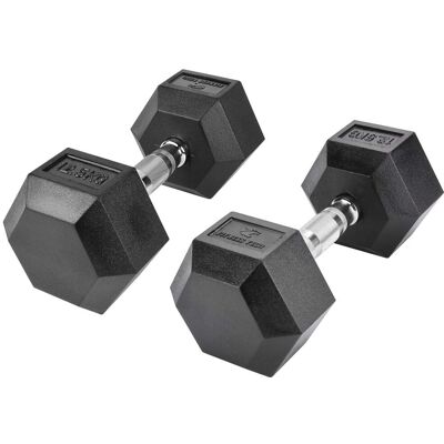 Fitness Tech Set de 2 mancuernas hexagonales . (12.5 Kg) Negro Fitness Tech Set de 2 mancuernas hexagonales . (12.5 Kg) Negro