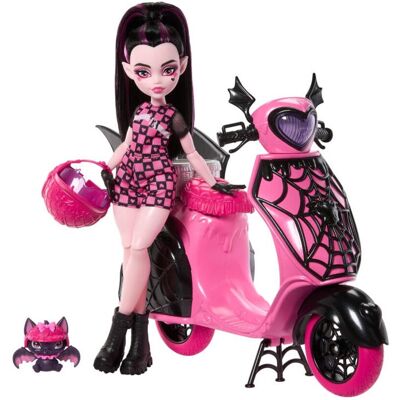 Monster Cable Muñeca Draculaura Scooter con scooter, mascota Count Fabulous y accesorios. Monster Cable Muñeca Draculaura Scooter con scooter, mascota Count Fabulous y accesorios.