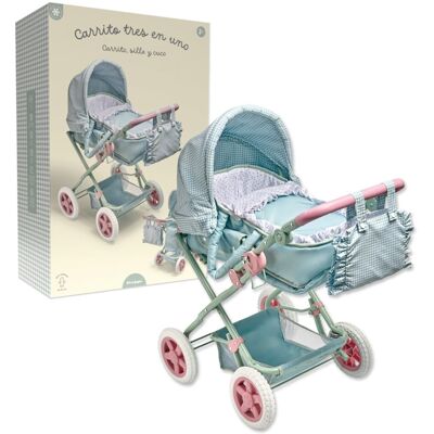 El Corte Inglés Carrito tres en uno para muñeco bebé . El Corte Inglés Carrito tres en uno para muñeco bebé .