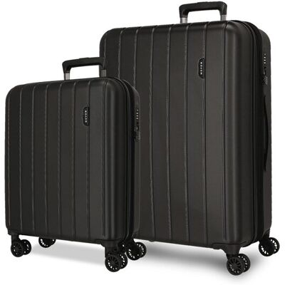 Movom Juego de maletas (cabina y mediana) Wood rígidas con capacidad de 119L. Negro Movom Juego de maletas (cabina y mediana) Wood rígidas con capacidad de 119L. Negro