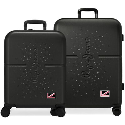 Pepe Jeans Juego de maletas (cabina y mediana) Jane rígidas con capacidad de 116L. Negro Pepe Jeans Juego de maletas (cabina y mediana) Jane rígidas con capacidad de 116L. Negro