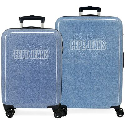 Pepe Jeans Juego de maletas (cabina y mediana) Digital Gail rígidas con capacidad de 104L. Azul Pepe Jeans Juego de maletas (cabina y mediana) Digital Gail rígidas con capacidad de 104L. Azul