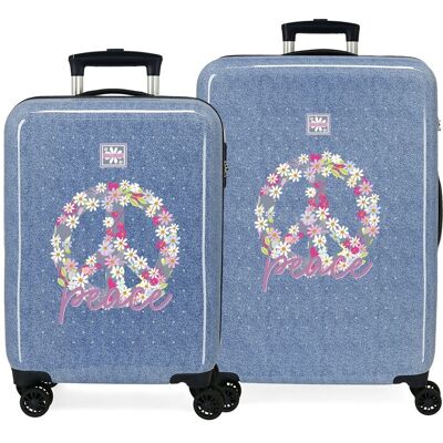 Movom Juego de maletas (Cabina y Mediana) Peace rígidas con capacidad de 104L. Azul Movom Juego de maletas (Cabina y Mediana) Peace rígidas con capacidad de 104L. Azul