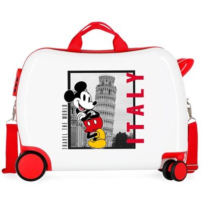Disney Maleta infantil 2 ruedas multidireccionales Mickey Italy rígida con capacidad de 34L. Blanco Disney Maleta infantil 2 ruedas multidireccionales Mickey Italy rígida con capacidad de 34L. Blanco