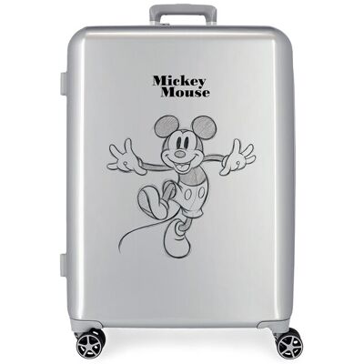 Disney Maleta mediana de adulto Mickey Happy con capacidad de 81 L. Gris Disney Maleta mediana de adulto Mickey Happy con capacidad de 81 L. Gris