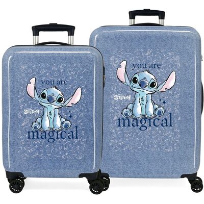 Disney Juego de maletas (cabina y mediana) Stitch You are magical rígidas con capacidad de 91L. Azul Disney Juego de maletas (cabina y mediana) Stitch You are magical rígidas con capacidad de 91L. Azul