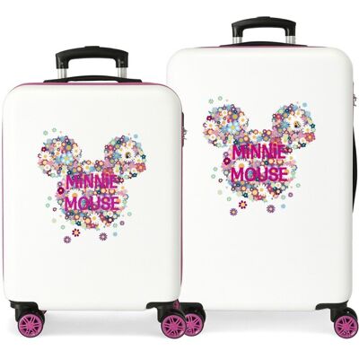 Disney Juego de maletas Minnie Sunny Day Flores rígidas con capacidad de 104L. Blanco Disney Juego de maletas Minnie Sunny Day Flores rígidas con capacidad de 104L. Blanco