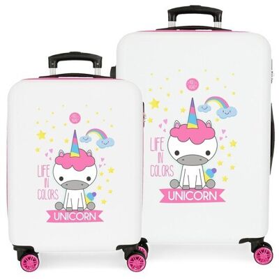 Movom Juego de Maletas (cabina y mediana) Little Me Unicorn rígidas 55-65cm con capacidad de 91L. Multicolor Movom Juego de Maletas (cabina y mediana) Little Me Unicorn rígidas 55-65cm con capacidad de 91L. Multicolor