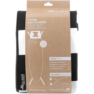 Rolser Funda tabla de planchar Muleton universal 140 x 55 . Blanco / Negro Rolser Funda tabla de planchar Muleton universal 140 x 55 . Blanco / Negro