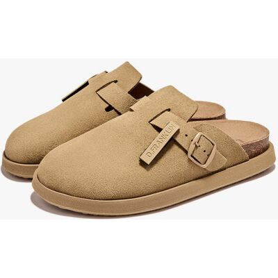 Sandalias de Piel Cómodas D.Franklin - Vibe Sandals Clog Suede Sand - Hechas en España unisex 42 Sandalias de Piel Cómodas D.Franklin - Vibe Sandals Clog Suede Sand - Hechas en España unisex 42