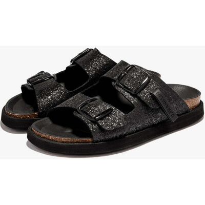 Sandalias de Piel Cómodas D.Franklin - Vibe Sandals Buckle Glitter Black - Hechas en España female 37 Sandalias de Piel Cómodas D.Franklin - Vibe Sandals Buckle Glitter Black - Hechas en España female 37