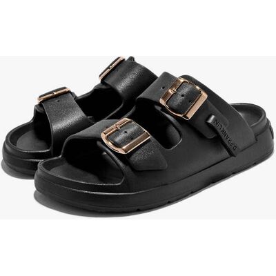 Sandalias de Verano Cómodas - D.Franklin - Vibe Foam 2 Buckles Black / Platinum - Rebajas y Descuentos female 37 Sandalias de Verano Cómodas - D.Franklin - Vibe Foam 2 Buckles Black / Platinum - Rebajas y Descuentos female 37