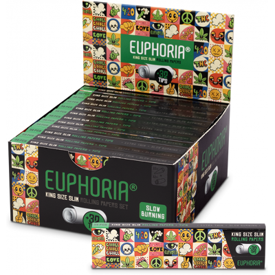Papeles de liar Groovy Kingsize Slim Euphoria - 24 Paquetes con Filtros Papeles de liar Groovy Kingsize Slim Euphoria - 24 Paquetes con Filtros